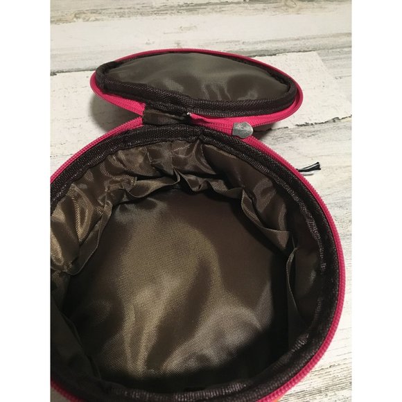 Small 6” round owl fabric decorated zippered bag with small compartments - Picture 2 of 5